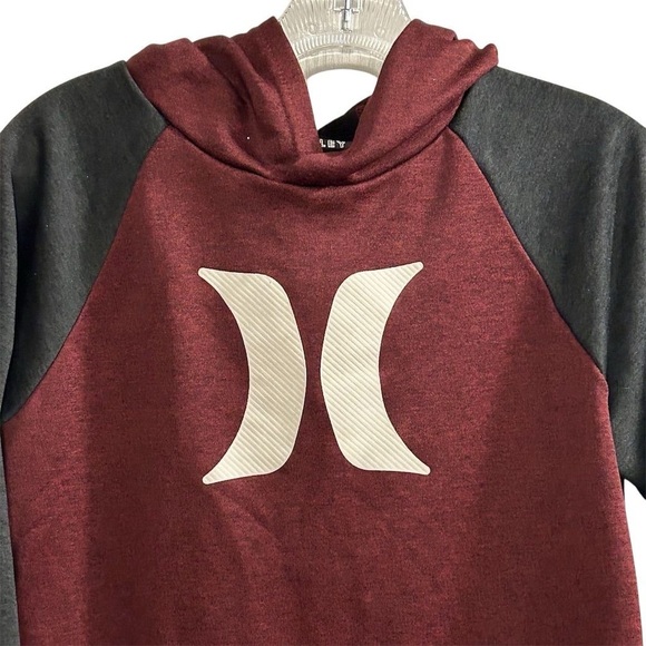 Hurley Boys Large Maroon & Gray Dri-Fit Colorblock Hoodie Pullover - Picture 2 of 10